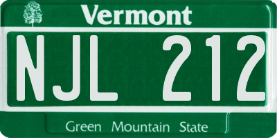 VT license plate NJL212