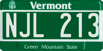 VT license plate NJL213