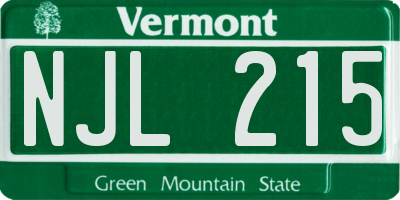 VT license plate NJL215