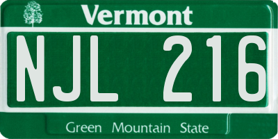 VT license plate NJL216