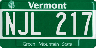 VT license plate NJL217