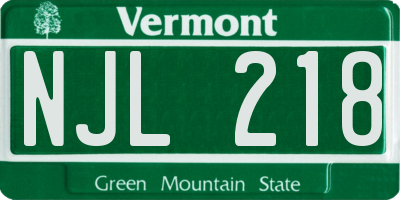 VT license plate NJL218