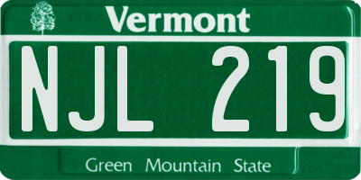 VT license plate NJL219