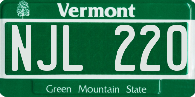 VT license plate NJL220