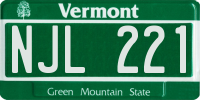 VT license plate NJL221