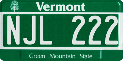 VT license plate NJL222