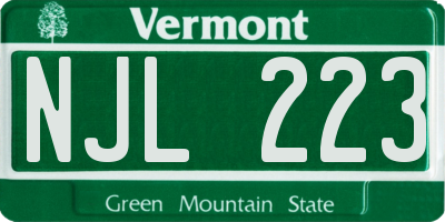 VT license plate NJL223