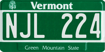 VT license plate NJL224