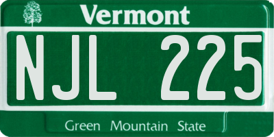 VT license plate NJL225