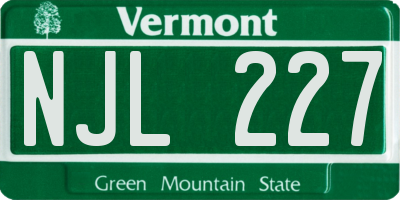 VT license plate NJL227