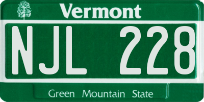 VT license plate NJL228