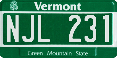 VT license plate NJL231