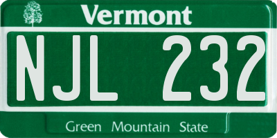 VT license plate NJL232
