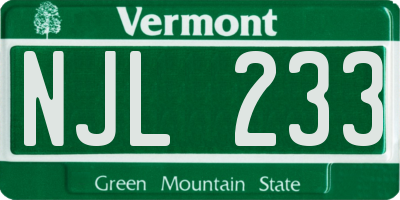 VT license plate NJL233