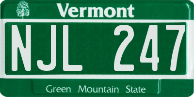 VT license plate NJL247