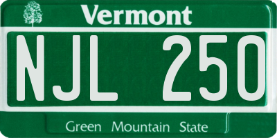 VT license plate NJL250