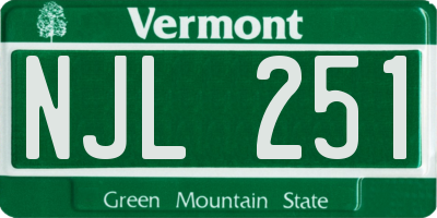 VT license plate NJL251
