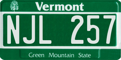 VT license plate NJL257