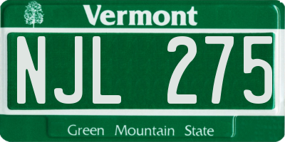 VT license plate NJL275