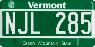 VT license plate NJL285