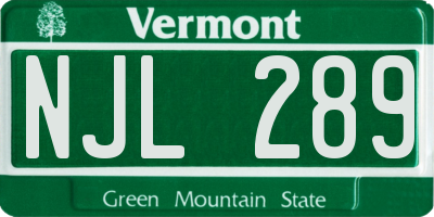 VT license plate NJL289