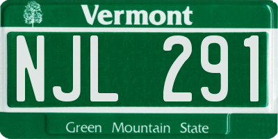 VT license plate NJL291