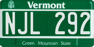 VT license plate NJL292