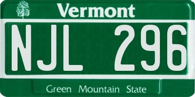 VT license plate NJL296