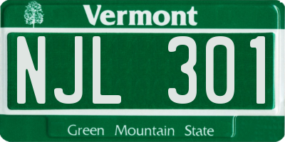 VT license plate NJL301