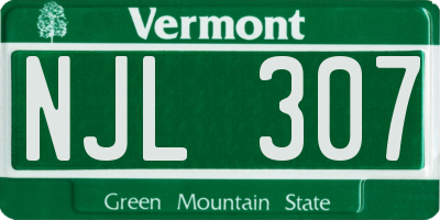 VT license plate NJL307
