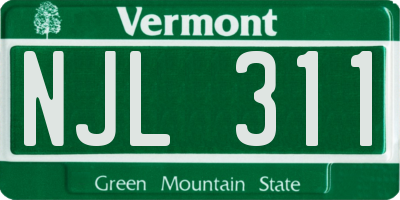 VT license plate NJL311