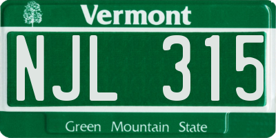 VT license plate NJL315