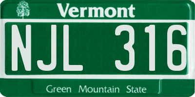 VT license plate NJL316