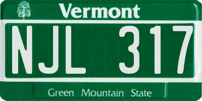 VT license plate NJL317