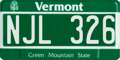 VT license plate NJL326