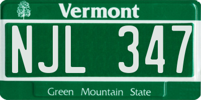 VT license plate NJL347