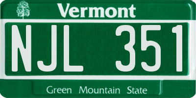 VT license plate NJL351