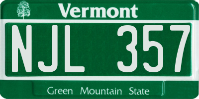 VT license plate NJL357