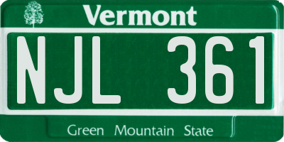 VT license plate NJL361