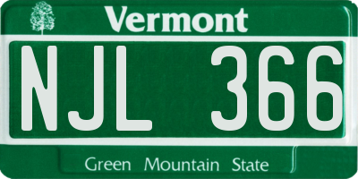 VT license plate NJL366