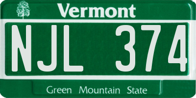 VT license plate NJL374