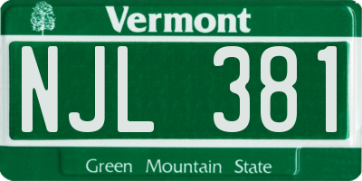 VT license plate NJL381