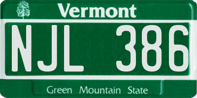 VT license plate NJL386
