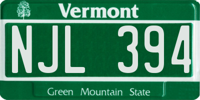 VT license plate NJL394