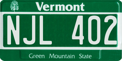 VT license plate NJL402