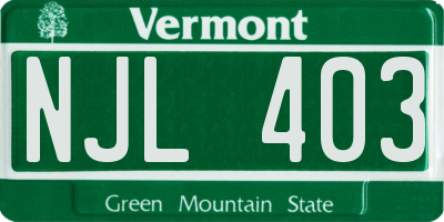 VT license plate NJL403