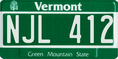 VT license plate NJL412