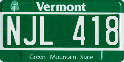 VT license plate NJL418
