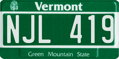 VT license plate NJL419