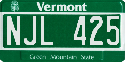 VT license plate NJL425